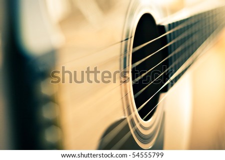 detail of classic guitar with shallow depth of field Royalty-Free Stock Photo #54555799