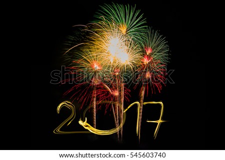 New Year 2017,New Year,s ,fireworks , Beautiful colorful fireworks isolated on black