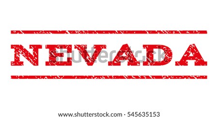 Nevada watermark stamp. Text caption between horizontal parallel lines with grunge design style. Rubber seal stamp with scratched texture. Vector intensive red color ink imprint on a white background.