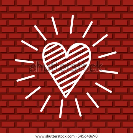 heart over wall of bricks background. colorful design. vector illustration