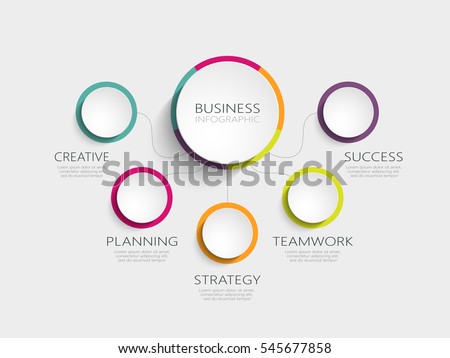Modern abstract 3D infographic template with a five steps for success. Business circle template with options for brochure, diagram, workflow, timeline, web design. Vector EPS 10 Royalty-Free Stock Photo #545677858