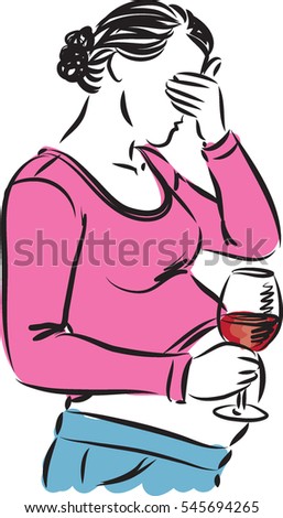 pregnant woman drinking wine illustration