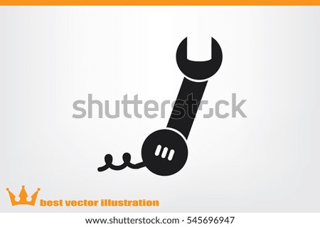 phone wrench icon vector illustration eps10. Badge telephone service and support.