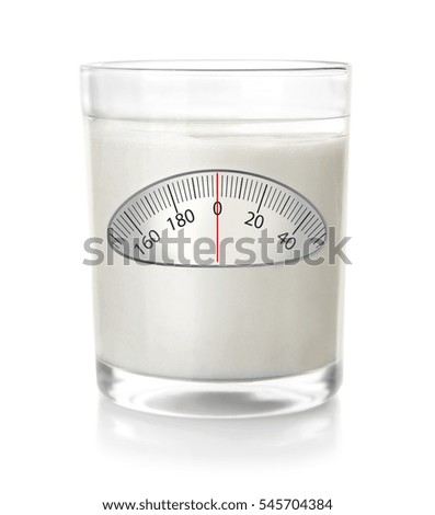 Glass of fresh milk on white background. Milk diet concept