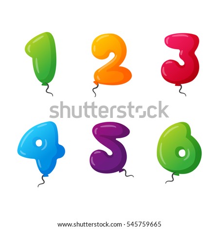 Birthday balloon numbers vector set anniversary numbered icons birthday party celebrating numeral alphabet 1st 2nd 3 4 5 6 year numbering template figure isolated icons illustration. 