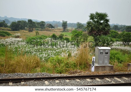 Rural railway tracks with signalling equipment