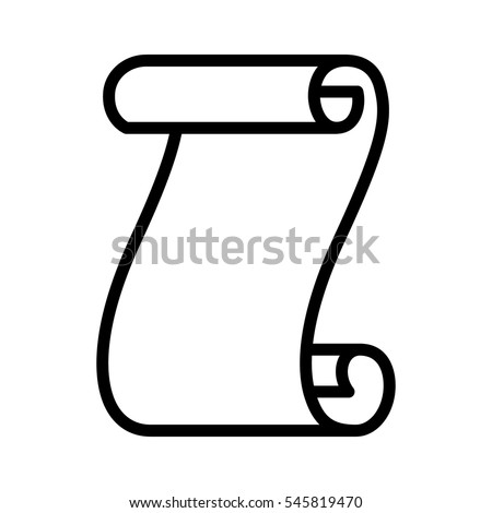 Old unrolled parchment paper certificate line art vector icon for games and websites 