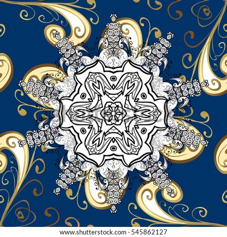 dark blue vector seamless texture with gold elements. Christmas, New Year, snowflake.
