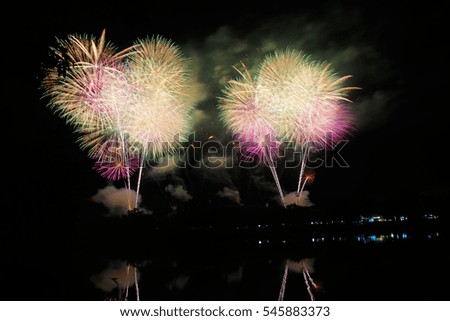 Fireworks light up the sky,New Year celebration.
