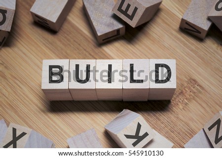 Build Word Written In Wooden Cube