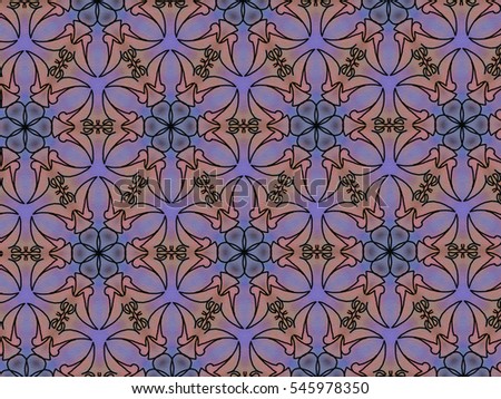A hand drawing of pattern made of purple and orange tones.