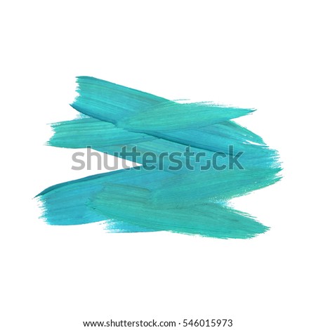 Blue turquoise motion watercolor paint stain isolated on white background. Dynamic Brush Stroke. vector illustration. Art Abstract Space for Text