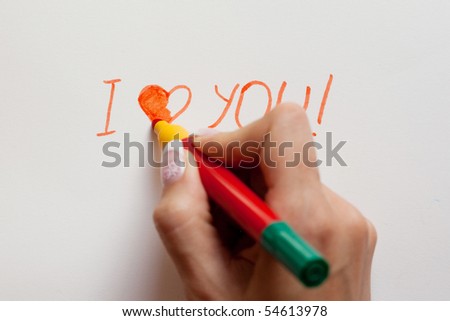 Girl Writing "I Love You"- selective focus