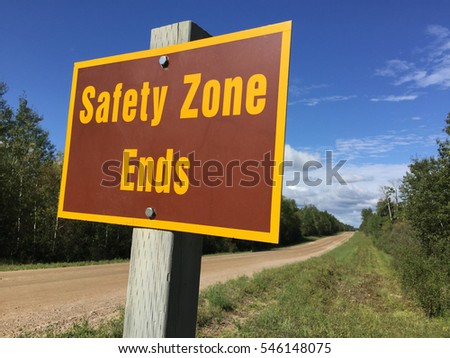 Safety Zone Ends Sign in Rural Area