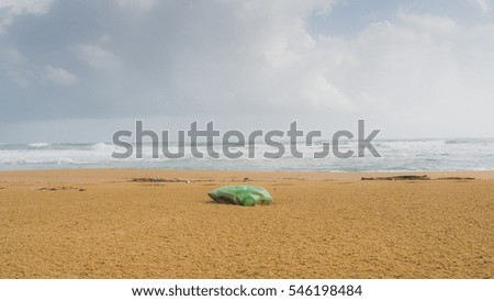 Garbage on a beach left by tourist, environmental pollution concept picture