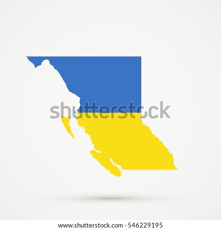 British Columbia map in Ukraine flag colors.