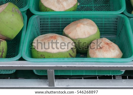 pile young coconut fresh basket