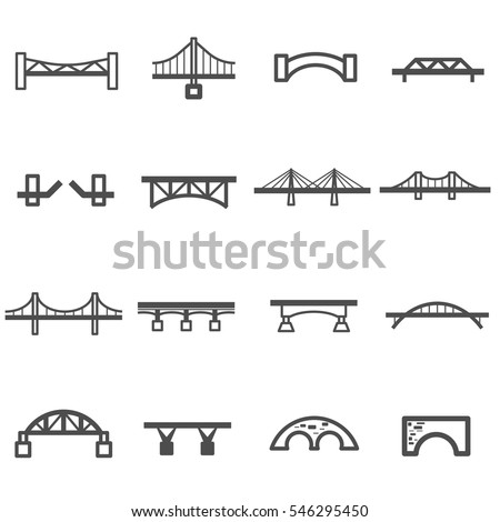 bridge line icon set vector Royalty-Free Stock Photo #546295450