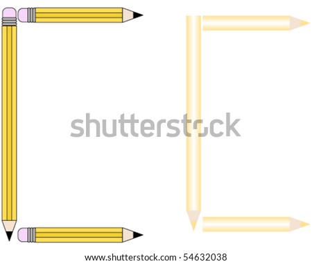 Pencils and Colored Pencils Font Set Letter C