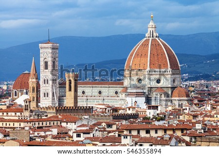 travel to Italy - view of Cathedral in Florence town from Piazzale Michelangelo