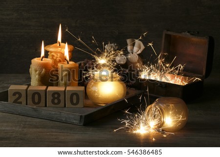 2080 written on cubes on wooden background 