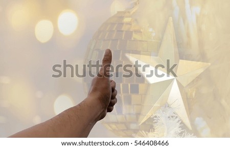Man hand  on yellow background