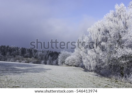 Fairytale winter landscape in the Czech Central Mountains