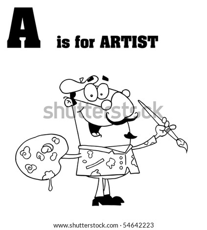 Outlined Male Artist With A Is For Artist Text