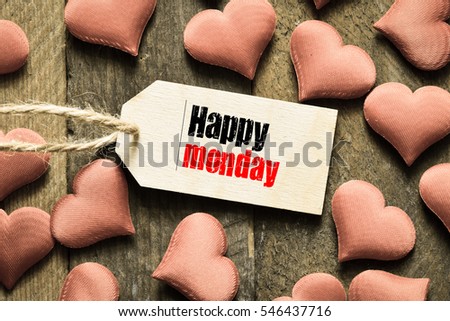 Happy monday/Wooden tag with text happy monday