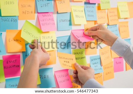 brainstorming brainstorm strategy workshop business note notes stickyconcept - stock image Royalty-Free Stock Photo #546477343