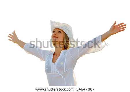 young happy woman outdoor in summer