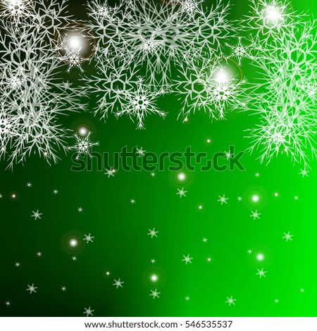green color background for a Christmas card with falling snowflakes. raster illustration. graphic arts and design. a series of images for the new year and Christmas