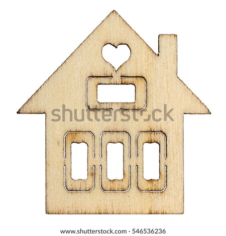 Wooden house facade isolated on white background