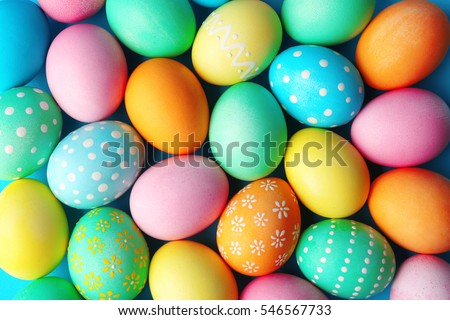 Colorful Easter eggs background Royalty-Free Stock Photo #546567733
