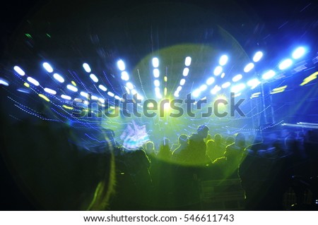 Stage lighting effect in the dark, fuzzy figure 
