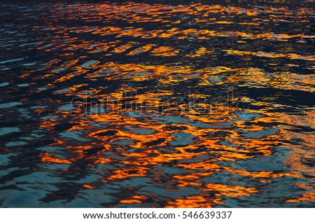Abstract colorful pattern formed by a water reflection of a sunlit 