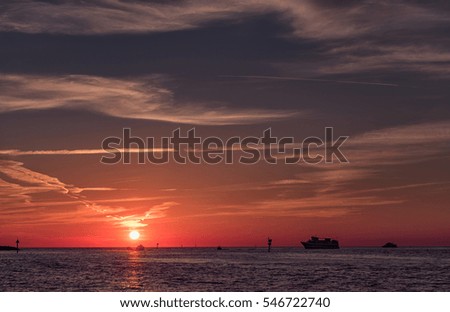 Sunset in Clearwater Beach, Florida. Landscape. Gulf of Mexico.