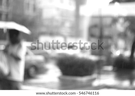 Blurred  background abstract and can be illustration to article of People walking on the rain