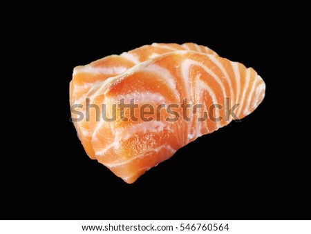 fresh salmon sashimi fillet isolated on black background