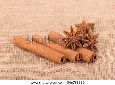 Cinnamon isolated on tissue background