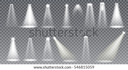 Scene illumination collection, transparent effects. Bright lighting with spotlights. Royalty-Free Stock Photo #546815059