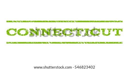 Connecticut watermark stamp. Text tag between horizontal parallel lines with grunge design style. Rubber seal stamp with dust texture. Vector eco green color ink imprint on a white background.
