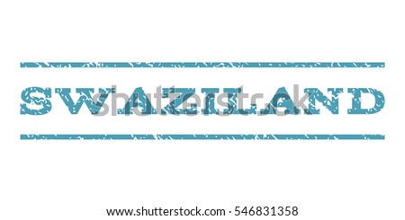 Swaziland watermark stamp. Text tag between horizontal parallel lines with grunge design style. Rubber seal stamp with unclean texture. Vector cyan color ink imprint on a white background.