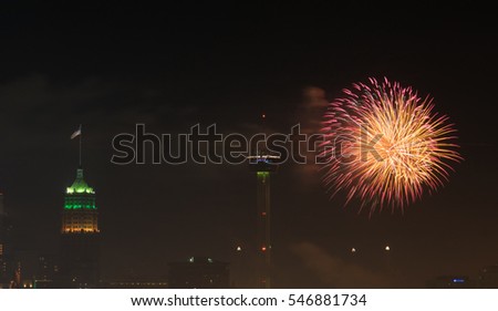 New Years Eve fireworks in downtown San Antonio