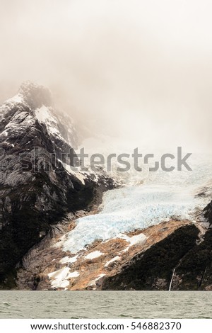Glacier and black mountain Balmaceda in the Bernardo O'Higgins National Park, Chile, South America