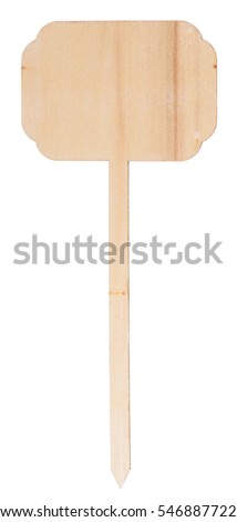 Wooden information label sign with empty place for text isolated on white background
