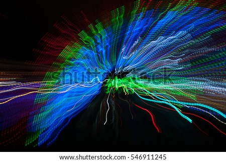 Night Panorama. Abstract Blurred Background. Swirled  Night Lights of Busy City.