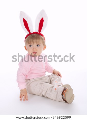 cute little girl with rabbit ears