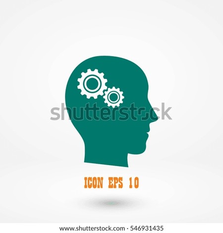 Pictograph of gear in head icon, flat design best vector icon