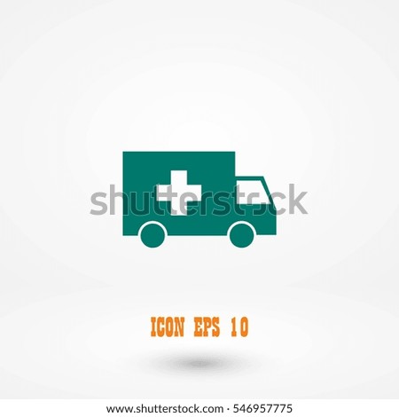 ambulance car icon, flat design best vector icon